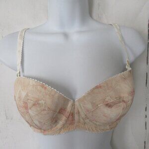 Stella McCartney Bra 34D Push Up Contour Cream Flroral Underwire